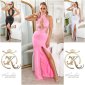 Sexy Damen Abendkleid mit Strass rückenfrei Weiß
