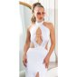 Sexy Damen Abendkleid mit Strass rückenfrei Weiß