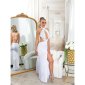 Sexy Damen Abendkleid mit Strass rückenfrei Weiß