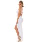 Sexy Damen Abendkleid mit Strass rückenfrei Weiß