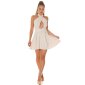 Damen A-Linien Kleid kurz mit tiefem Ausschnitt Beige
