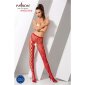 Sexy Damen Ouvert-Netzstrumpfhose in Schnür-Optik Rot