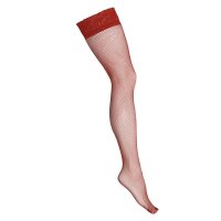 Sexy halterlose Damen Netzstrümpfe Dunkelrot