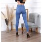 Damen High Waist Röhrenjeans mit Cut-Outs Blau