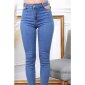 Damen High Waist Röhrenjeans mit Cut-Outs Blau