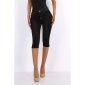 Damen Capri Jeans Used-Look Stretch Hose Schwarz