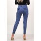 Womens skinny cargo jeans with elastic hem dark blue