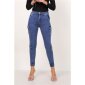 Womens skinny cargo jeans with elastic hem dark blue