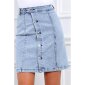 Womens high waist jeans skirt with button front light blue