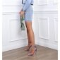 Womens high waist jeans skirt with button front light blue