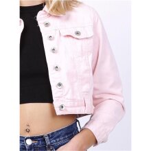 Cropped womens jeans jacket slim-fit pink