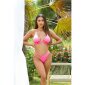 Damen Triangel Bikini-Oberteil mit Rüschen Neon Coral