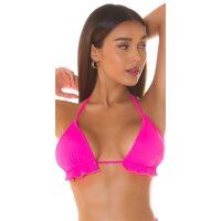 Damen Triangel Bikini-Oberteil mit Rüschen Neon Pink