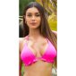 Damen Triangel Bikini-Oberteil mit Rüschen Neon Pink