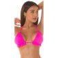 Damen Triangel Bikini-Oberteil mit Rüschen Neon Pink