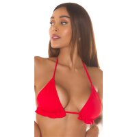 Damen Triangel Bikini-Oberteil mit Rüschen Rot