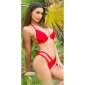 Damen Triangel Bikini-Oberteil mit Rüschen Rot