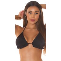 Damen Triangel Bikini-Oberteil mit Rüschen Schwarz