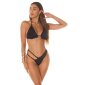 Damen Triangel Bikini-Oberteil mit Rüschen Schwarz