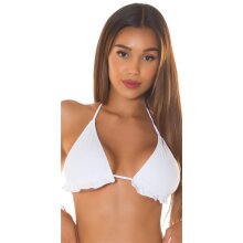 Damen Triangel Bikini-Oberteil mit Rüschen Weiß