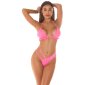 Sexy Damen High Waist Bikinihose mit Cut Out Neon Coral