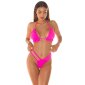 Sexy Damen High Waist Bikinihose mit Cut Out Neon Pink