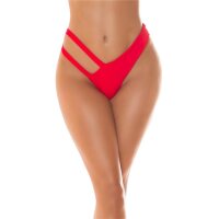 Sexy Damen High Waist Bikinihose mit Cut Out Rot