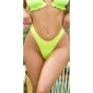 Hochgeschnittene Bikinihose mit Raffungen Neon Grün