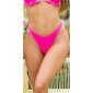 Womens high-cut bikini bottom with gathers neon-fuchsia