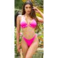 Womens high-cut bikini bottom with gathers neon-fuchsia