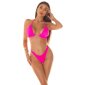 Womens high-cut bikini bottom with gathers neon-fuchsia