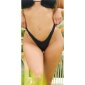 Hochgeschnittene Bikinihose mit Raffungen Schwarz