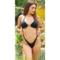 Hochgeschnittene Bikinihose mit Raffungen Schwarz