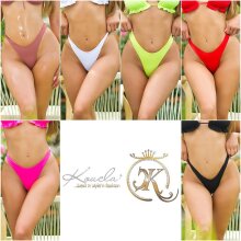 Womens high-cut bikini bottom with gathers white