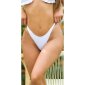 Womens high-cut bikini bottom with gathers white