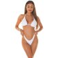 Womens high-cut bikini bottom with gathers white
