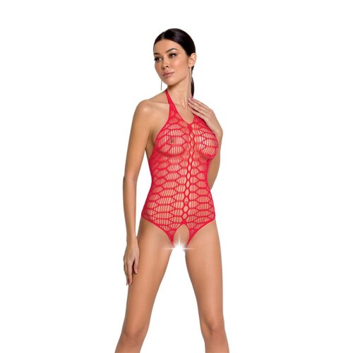 Damen Ouvert Netzbody Bodystocking Teddy Rot