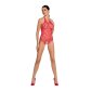 Damen Ouvert Netzbody Bodystocking Teddy Rot