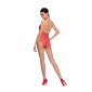 Damen Ouvert Netzbody Bodystocking Teddy Rot