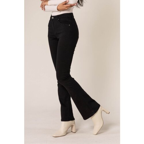 NINA CARTER Damen Bootcut Jeans 5-Pocket Schwarz