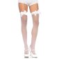 Leg Avenue Damen Nylon Strümpfe mit Satin-Schleifen Weiß