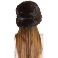 Damen-Wintermütze aus Kunstfell Blogger-Style Schwarz