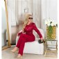 Womens jumpsuit with lace and belt wine-red