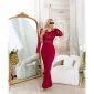 Womens jumpsuit with lace and belt wine-red