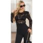 Womens jumpsuit with lace and belt black