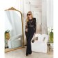 Womens jumpsuit with lace and belt black
