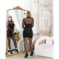 Womens glamour top blouse with mesh and glitter black