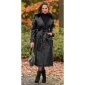 Womens faux leather trench coat with belt black