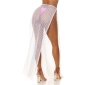 Womens cover-up beach skirt transparent mesh white