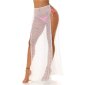 Womens cover-up beach skirt transparent mesh white